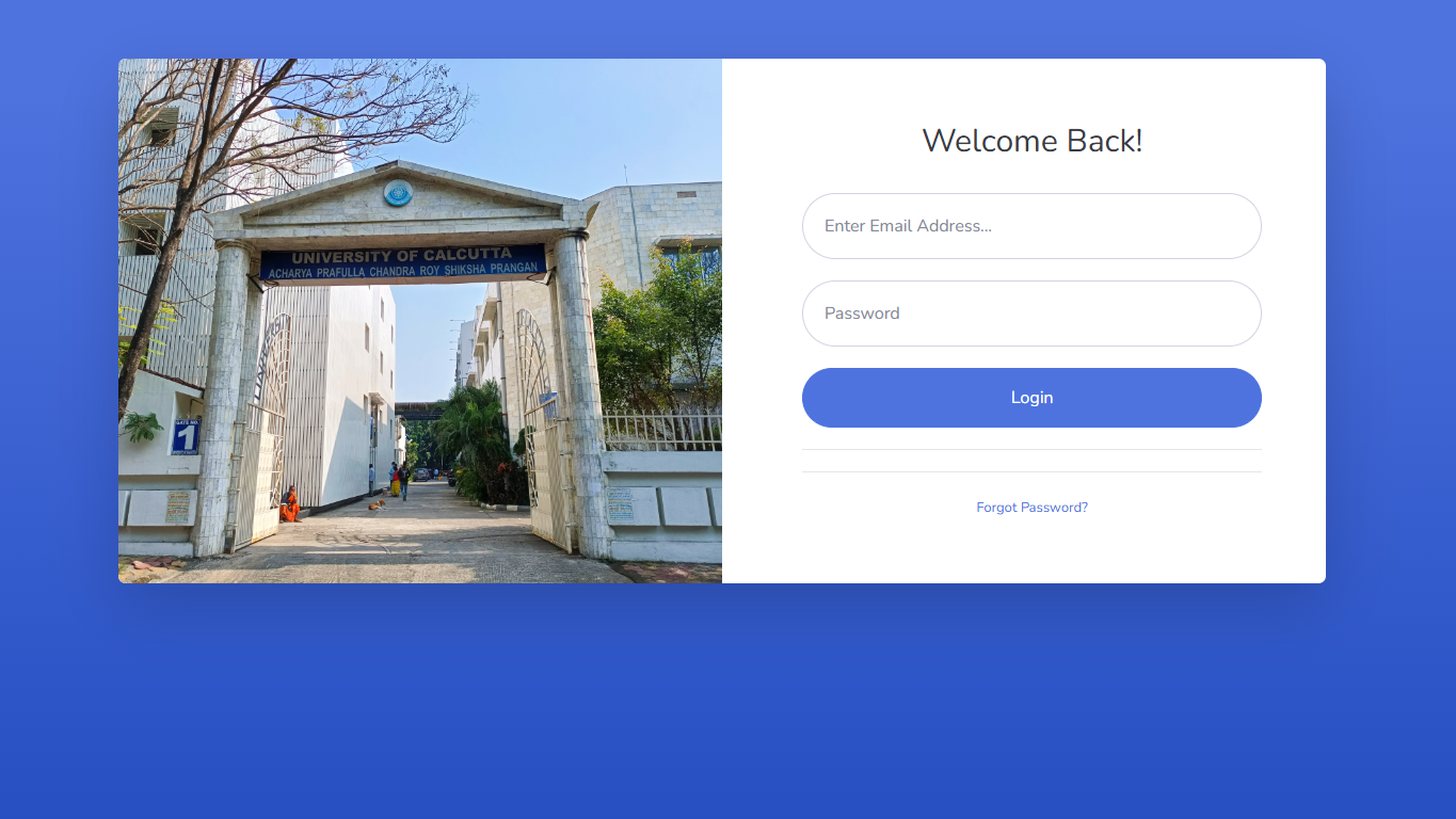 Landing page preview for CSE Calcutta University academic and learning management system